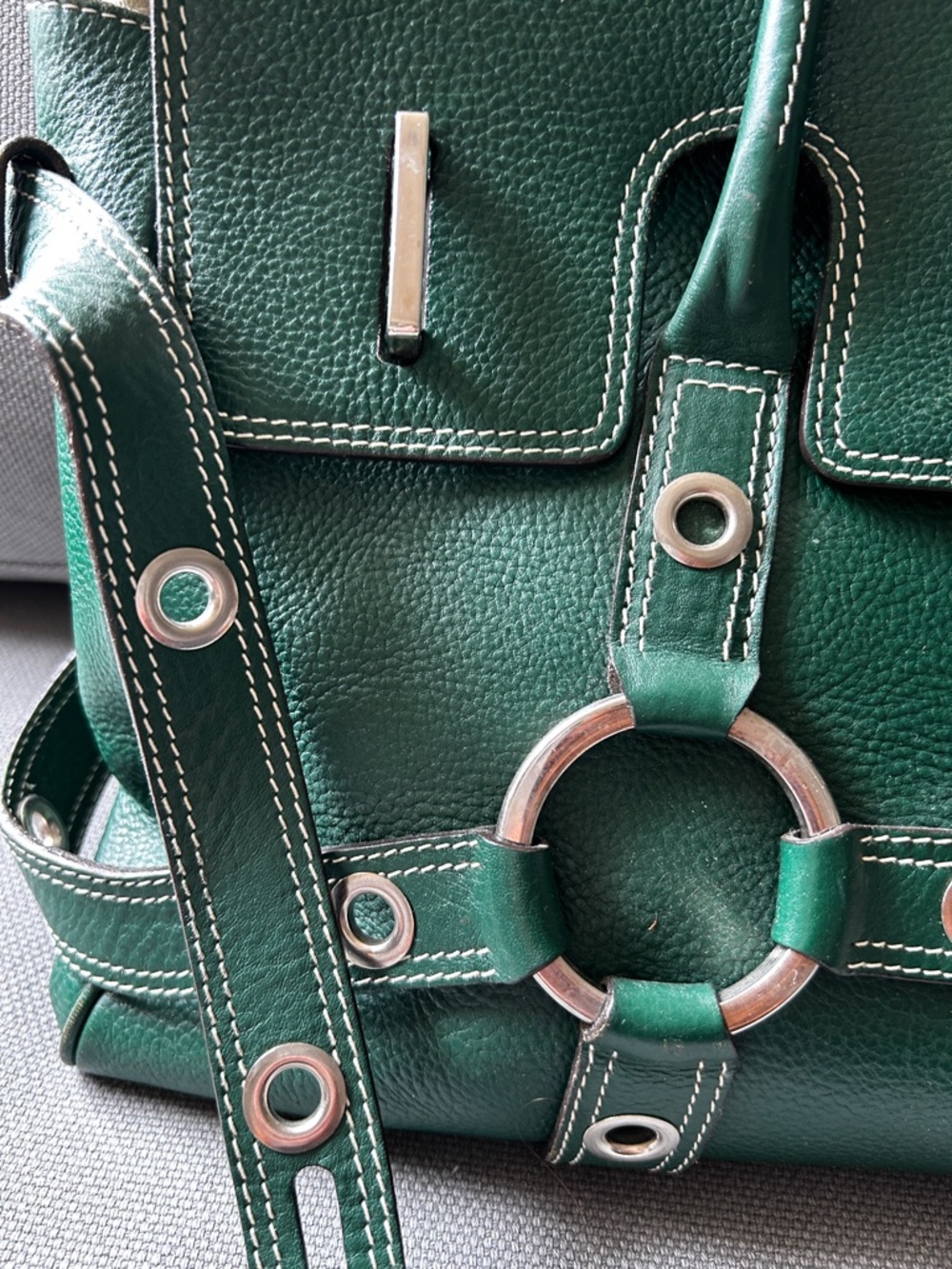 Luella Bartley vintage large green leather tote bag - Picture 2 of 15